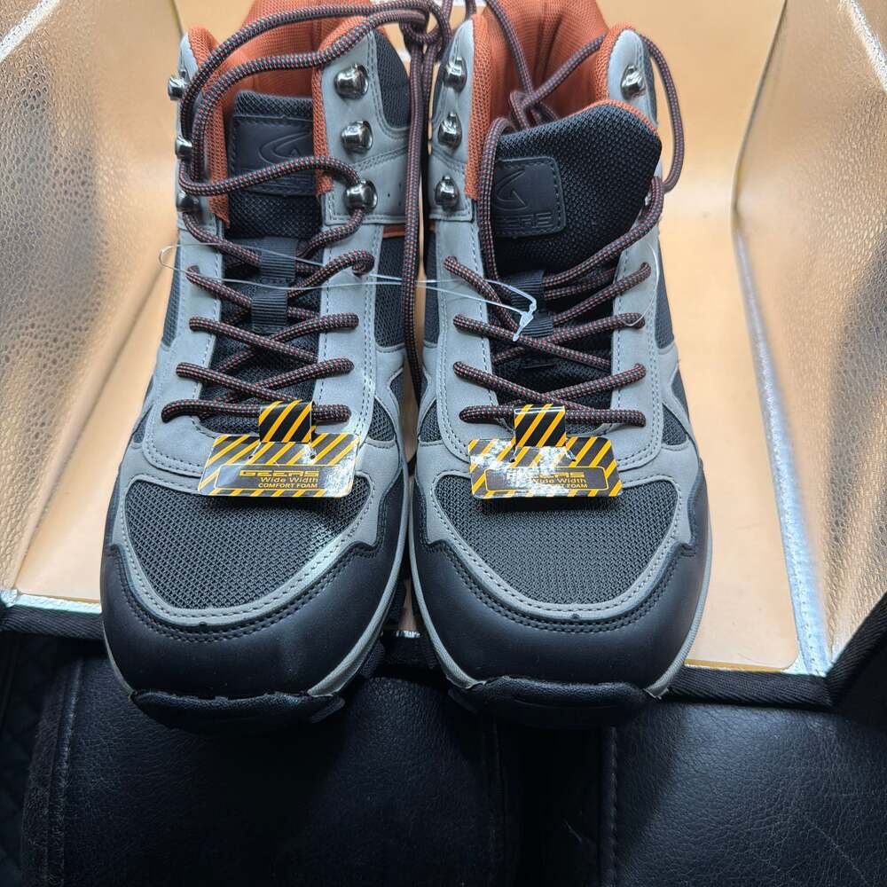 GEERS Men's Peak Trail Lace-Up Wide Width Comfort Foam Hiking Boots Gray/Black